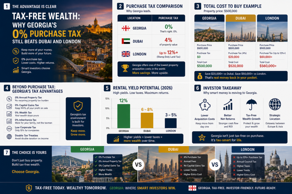 Tax-Free Wealth: Why Georgia’s 0% Purchase Tax Still Beats Dubai and London